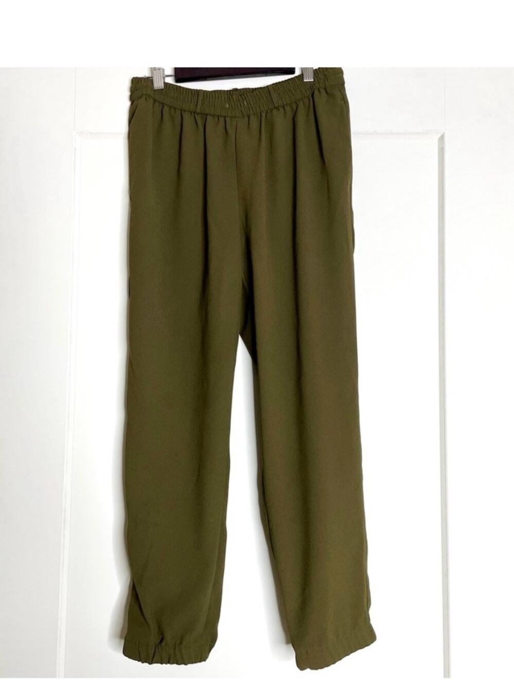 Express ANKLE MID RISE Olive Green Pull On Elastic Drawstring Jogger Pants SZ M